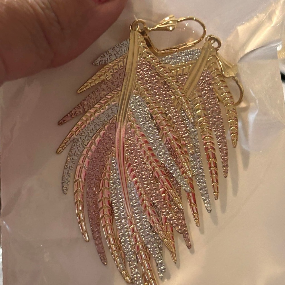Chic Gold and Silver Feather Earrings